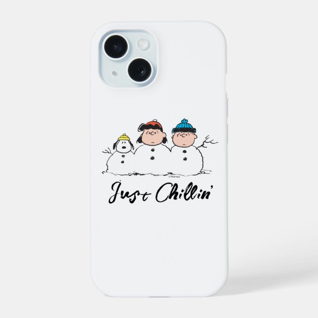Peanuts | 3 Person Snowman iPhone 15 Case (Back)