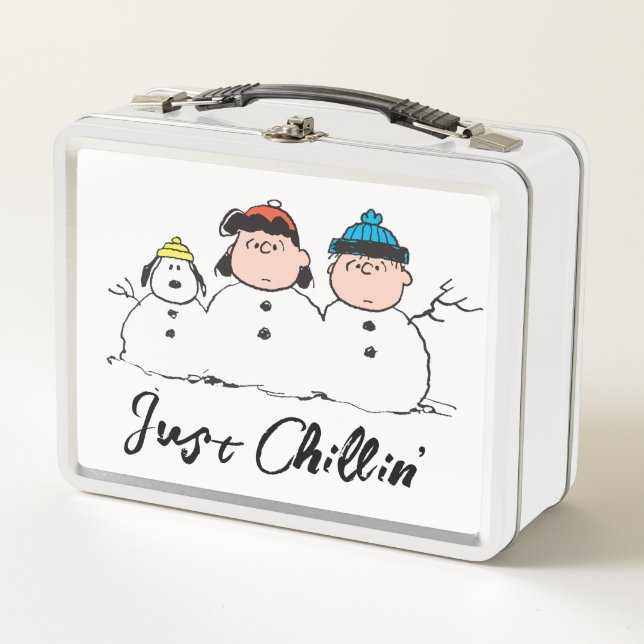Peanuts | 3 Person Snowman Metal Lunch Box (Front)