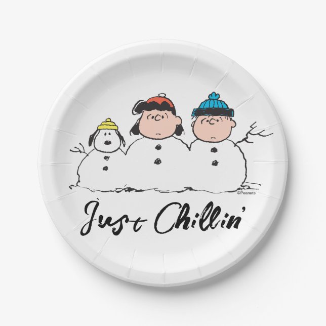 Peanuts | 3 Person Snowman Paper Plate (Front)