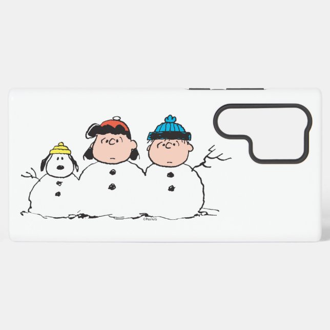 Peanuts | 3 Person Snowman Samsung Galaxy S22 Ultra Case (Back Horizontal)