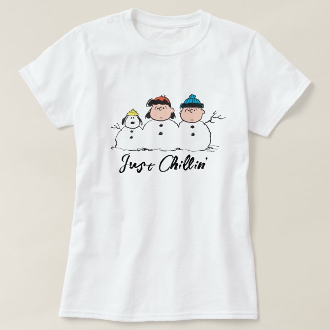 Peanuts | 3 Person Snowman T-Shirt (Design Front)