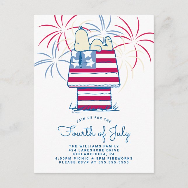 Peanuts 4th of July Picnic Invitation Postcard (Front)