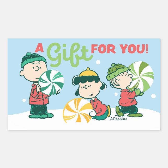 Peanuts | A Gift For You Rectangular Sticker (Front)