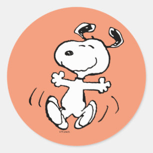 Peanuts   A Snoopy Happy Dance Classic Round Sticker