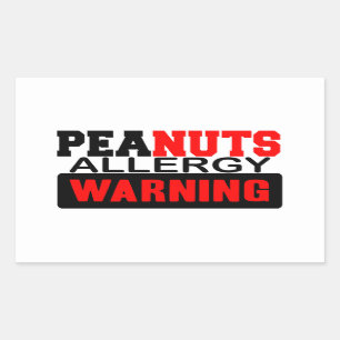 Peanuts Allergy Warning Rectangular Sticker