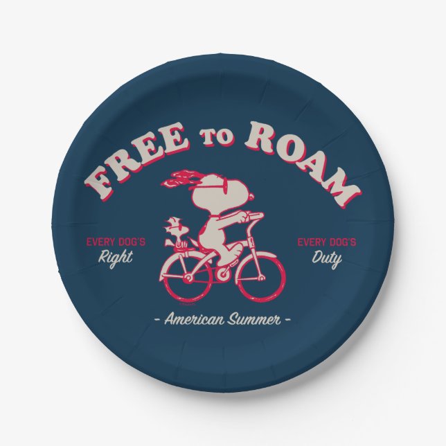 Peanuts | American Summer Free To Roam Paper Plate (Front)