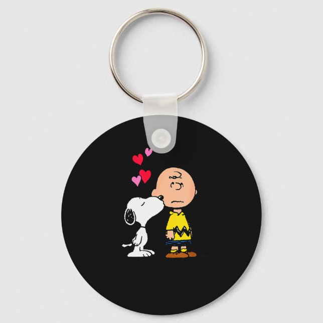 Peanuts - And Charlie Dog Kisses Valentine Wishes  Key Ring (Front)