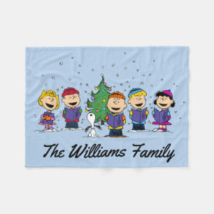 Peanuts   Around the Christmas Tree    Add Name Fleece Blanket