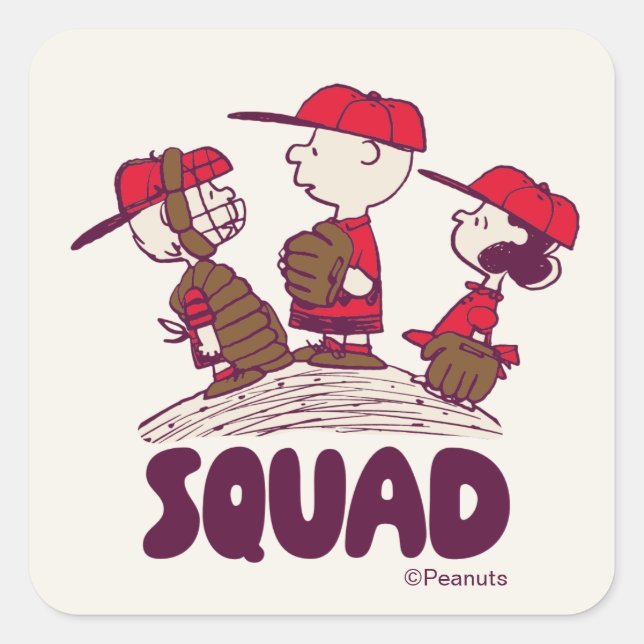 Peanuts | Baseball Squad Square Sticker (Front)