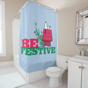 Peanuts   Be Festive Shower Curtain