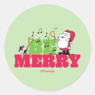 Peanuts   Be Merry Christmas Classic Round Sticker