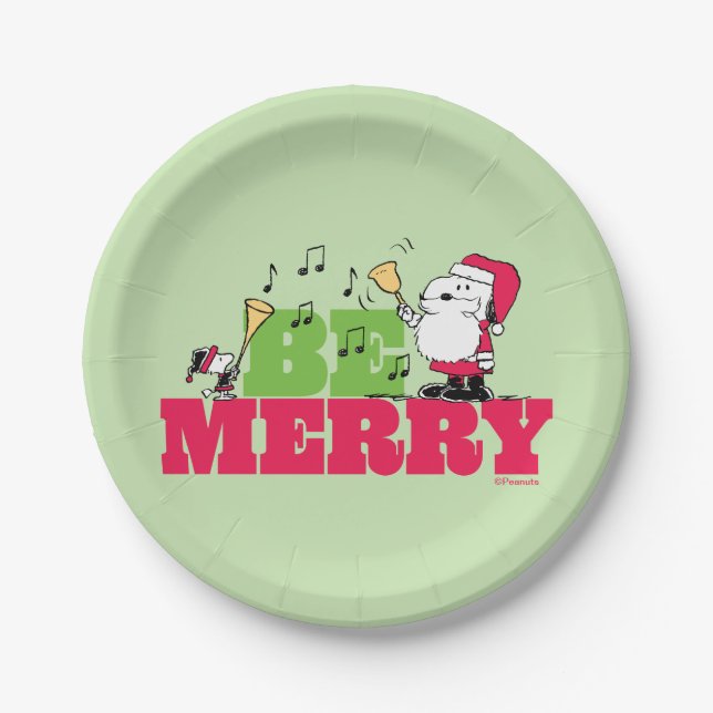 Peanuts | Be Merry Christmas Paper Plate (Front)