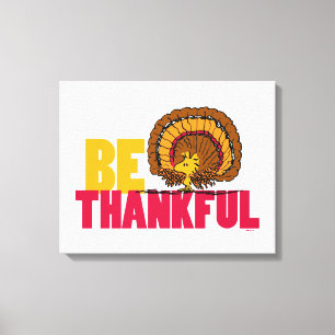 Peanuts Be Thankful Woodstock Turkey Canvas Print