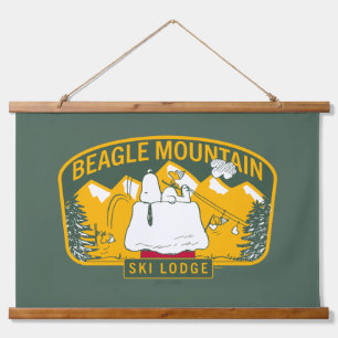 Peanuts   Beagle Mountain Ski Lodge Hanging Tapestry