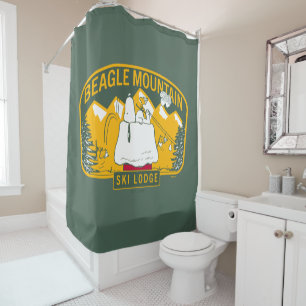 Peanuts   Beagle Mountain Ski Lodge Shower Curtain