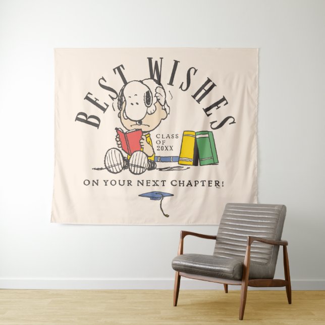 Peanuts Best Wishes Graduation Snoopy Reading Tapestry (In Situ (Horizontal))