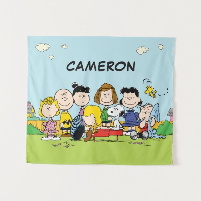 Peanuts | Charlie Brown and Gang | Add Your Name Tapestry (Front (Horizontal))