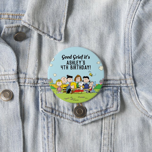 Peanuts | Charlie Brown and Gang Birthday 7.5 Cm Round Badge (In Situ)