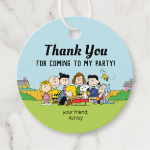 Peanuts Charlie Brown and Gang Birthday Favour Tags