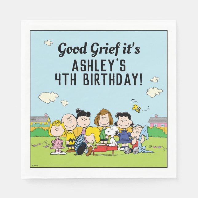 Peanuts | Charlie Brown and Gang Birthday Napkin (Front)
