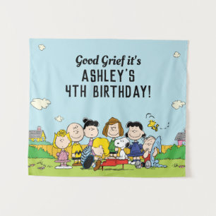 Peanuts Charlie Brown and Gang Birthday Tapestry