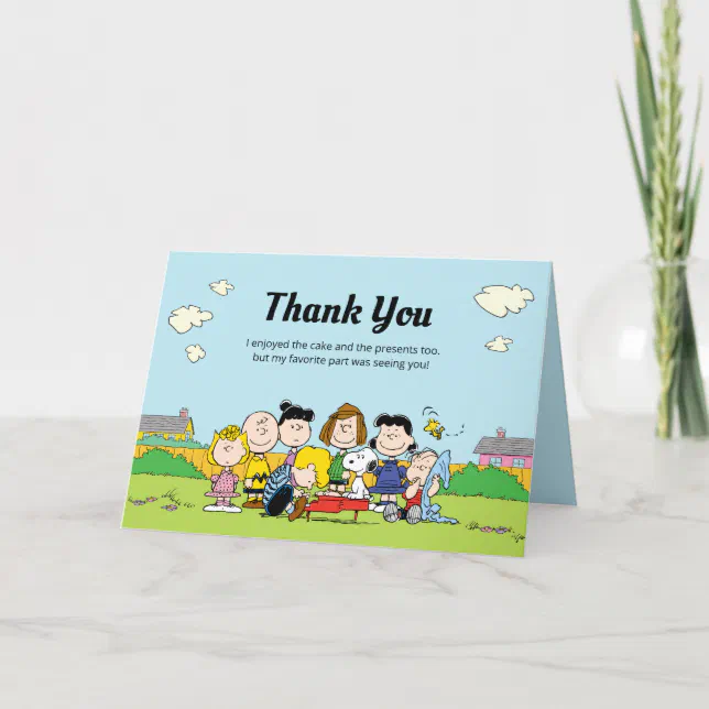 Peanuts Charlie Brown and Gang Birthday Thank You Card Zazzle