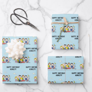 Peanuts   Charlie Brown and Gang Birthday Wrapping Paper Sheet
