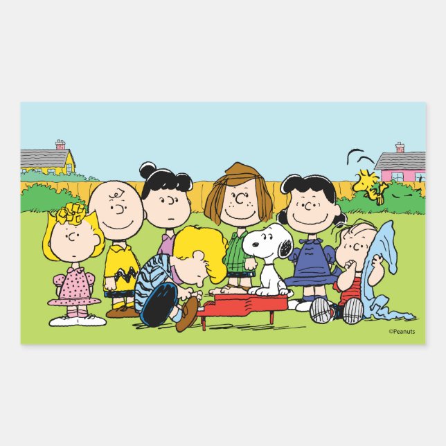 Peanuts | Charlie Brown and Gang Rectangular Sticker (Front)