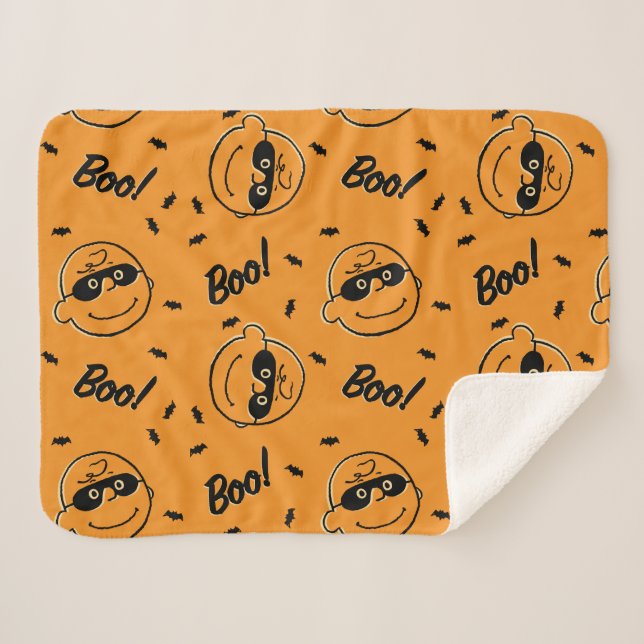 Peanuts | Charlie Brown Boo! Pattern Sherpa Blanket (Front (Horizontal))