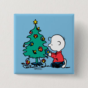 Peanuts   Charlie Brown Christmas Lights 15 Cm Square Badge
