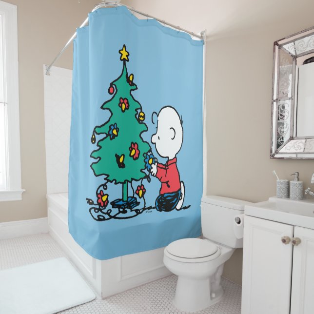 Peanuts | Charlie Brown Christmas Lights Shower Curtain (In Situ)