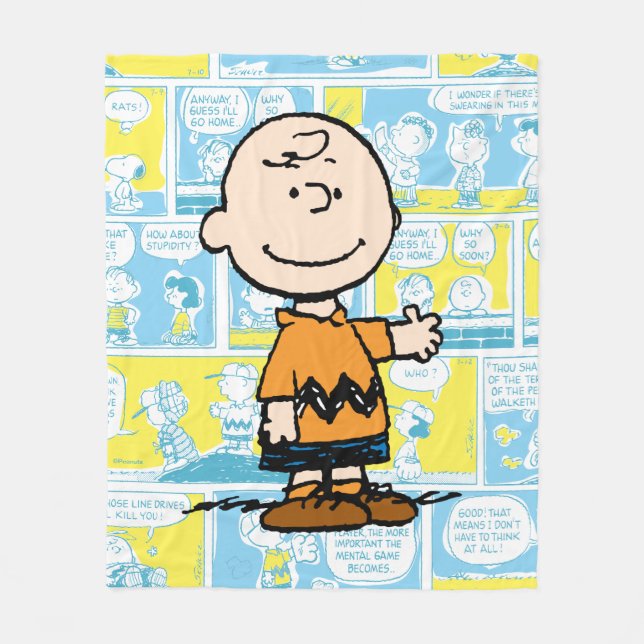 Peanuts | Charlie Brown Comic Pattern Fleece Blanket (Front)