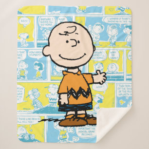 Peanuts   Charlie Brown Comic Pattern Sherpa Blanket