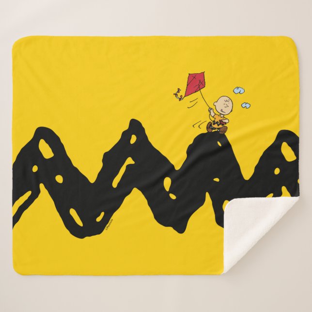 Peanuts | Charlie Brown Flying Kite Sherpa Blanket (Front (Horizontal))