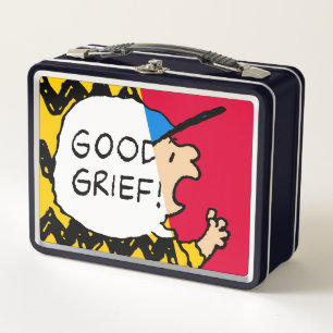 Peanuts   Charlie Brown Good Grief Half & Half Metal Lunch Box