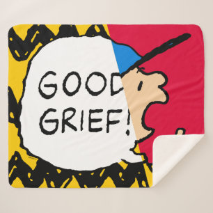Peanuts   Charlie Brown Good Grief Half & Half Sherpa Blanket