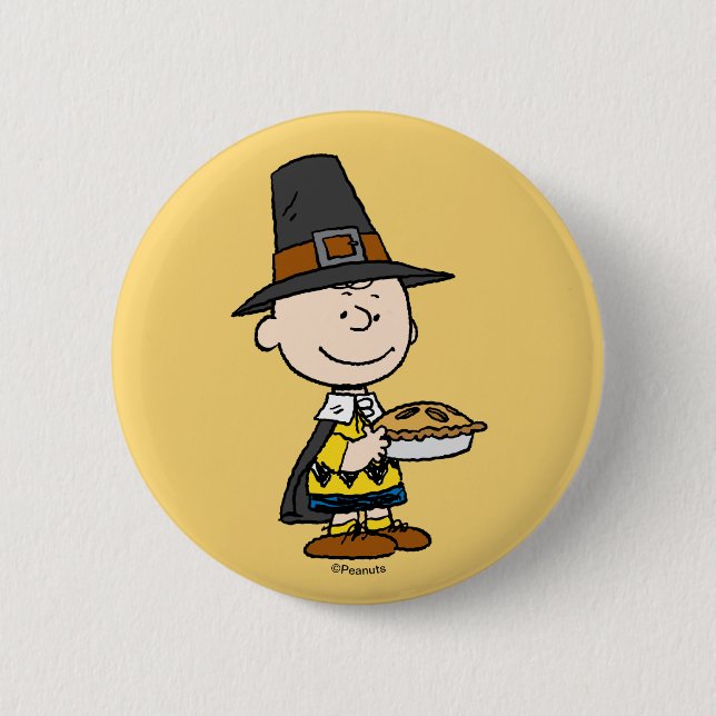Peanuts | Charlie Brown Pilgrim 6 Cm Round Badge (Front)