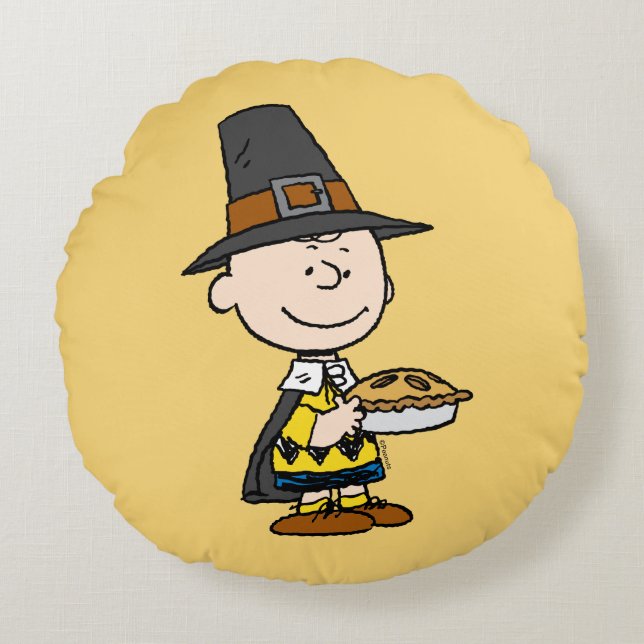 Peanuts | Charlie Brown Pilgrim Round Cushion (Front)