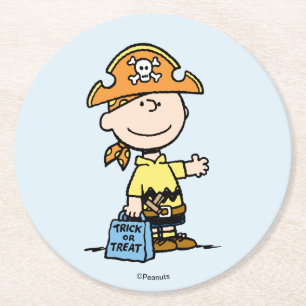 Peanuts Charlie Brown Pirate Halloween Round Paper Coaster