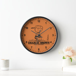 Peanuts   Charlie Brown Playing Ball Clock