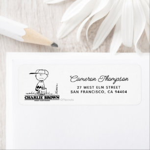 Peanuts   Charlie Brown Playing Ball Return Address Label