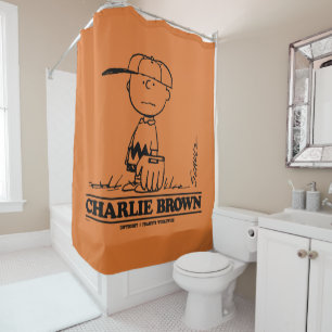 Peanuts   Charlie Brown Playing Ball Shower Curtain