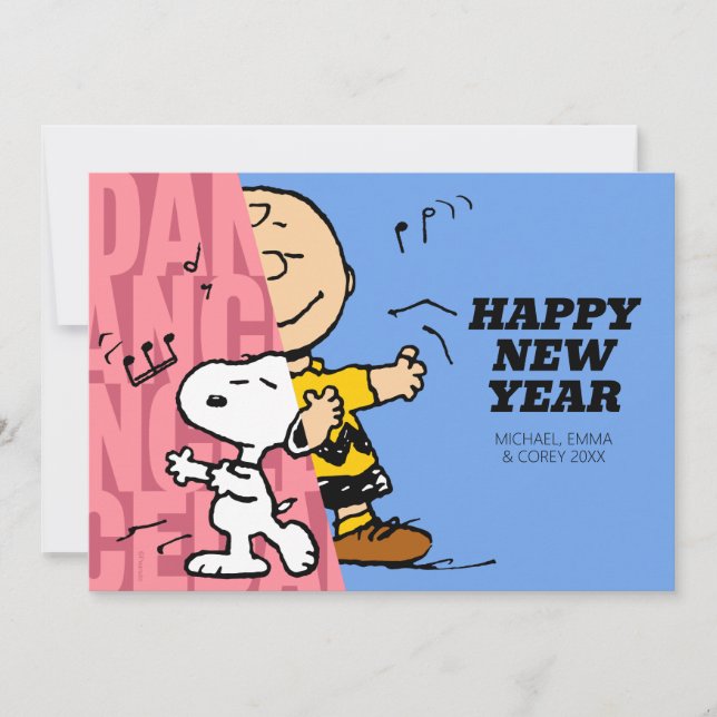 Peanuts | Charlie Brown & Snoopy Happy New Year Holiday Card (Front)