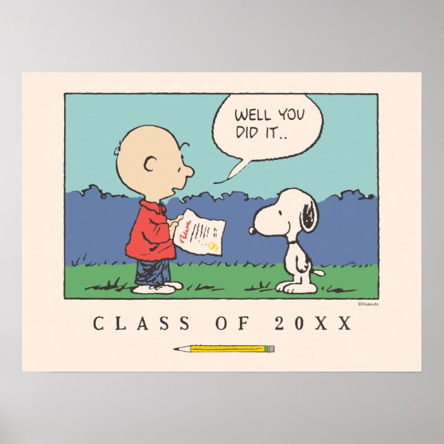 Peanuts Charlie Brown Snoopy Well You Did It Grad Poster (Front)