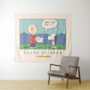 Peanuts Charlie Brown Snoopy Well You Did It Grad Tapestry