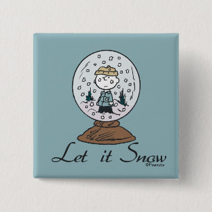 Peanuts   Charlie Brown Snow Globe 15 Cm Square Badge