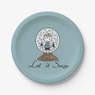 Peanuts   Charlie Brown Snow Globe Paper Plate