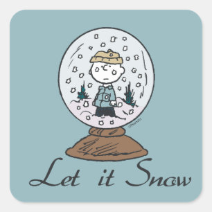 Peanuts   Charlie Brown Snow Globe Square Sticker