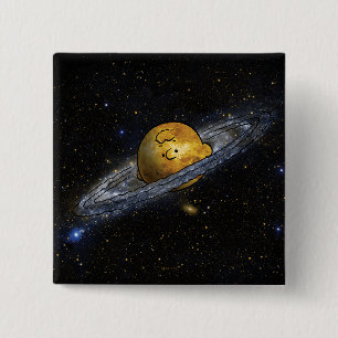 Peanuts   Charlie Brown Spaced Out 15 Cm Square Badge