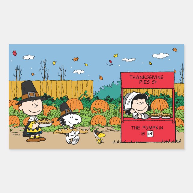 Peanuts | Charlie Brown Thanksgiving Rectangular Sticker (Front)